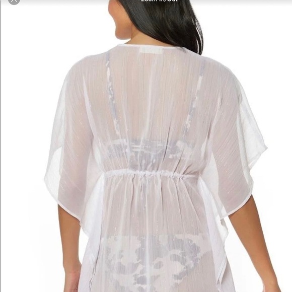 Jessica Simpson Metallic Trim Caftan Cover Up - New Women |White | Size: XL - Picture 3 of 9